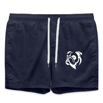 Minimalist Bulldog Dog Portrait Silhouette - Swim Trunks - french navy - Front - AI Model Male 185 light (185cm)