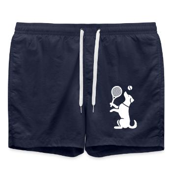 Dog Tennis Silhouette Minimalist - Swim Trunks - french navy - Front - AI Model Male 185 light (185cm)