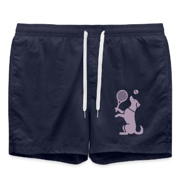 Dog Tennis Silhouette Minimalist - Swim Trunks - french navy - Front - AI Model Male 185 light (185cm)