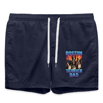 Boston Terrier - Badeshorts - French Navy - Vorne - AI Model Male 185 light (185cm)