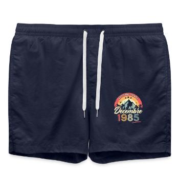 Cadeau D'anniversaire En Décembre 1985 Vintage - Short de bain - bleu marine - Devant - AI Model Male 185 light (185cm)