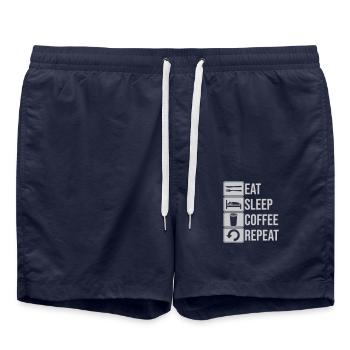 Repeat coffee daily - Swim Trunks - french navy - Front - AI Model Male 185 light (185cm)