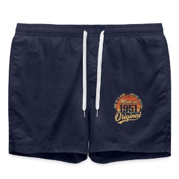 1951 Vintage Born Retro Vintage Geburtstagsgeschenk - Badeshorts - French Navy - Vorne - AI Model Male 185 light (185cm)