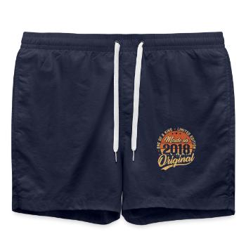 2018 Vintage Born Retro Vintage Birthday Gift - Swim Trunks - french navy - Front - AI Model Male 185 light (185cm)
