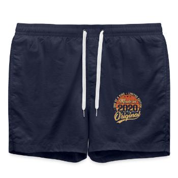 2020 Vintage Né Rétro Vintage Cadeau Anniversaire - Short de bain - bleu marine - Devant - AI Model Male 185 light (185cm)