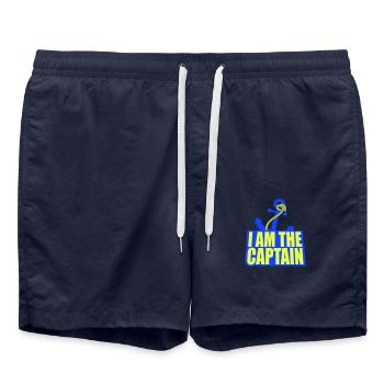 Je suis le capitaine de l’équipage de l’ancre disant texte citation logo - Short de bain - bleu marine - Devant - AI Model Male 185 light (185cm)