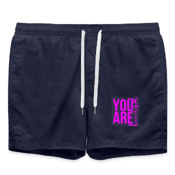 You Are Beautiful - Pink - Badeshorts - French Navy - Vorne - AI Model Male 185 light (185cm)