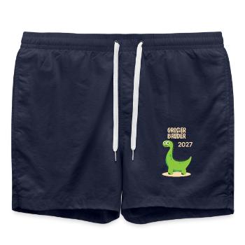 Großer Bruder Dinosaurier 2027 – Cooles Dino Motiv - Badeshorts - French Navy - Vorne - AI Model Male 185 light (185cm)