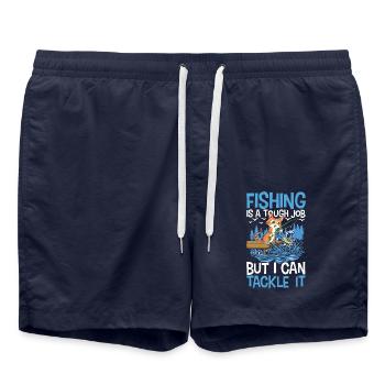 Fishing Is A Tough Job But I Can Tackle It - Badeshorts - French Navy - Vorne - AI Model Male 185 light (185cm)