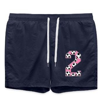 2 Geburtstag Fußball rosa - Badeshorts - French Navy - Vorne - AI Model Male 185 light (185cm)