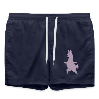 Llama Alpaca Workout Yoga Silhouette Minimalist - Swim Trunks - french navy - Front - AI Model Male 185 light (185cm)