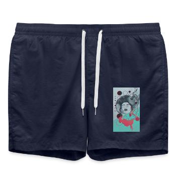 African Girl - Badeshorts - French Navy - Vorne - AI Model Male 185 light (185cm)