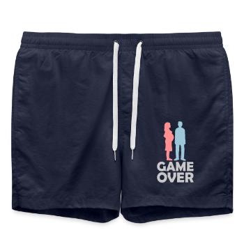 Game Over schwangere Frau - Badeshorts - French Navy - Vorne - AI Model Male 185 light (185cm)