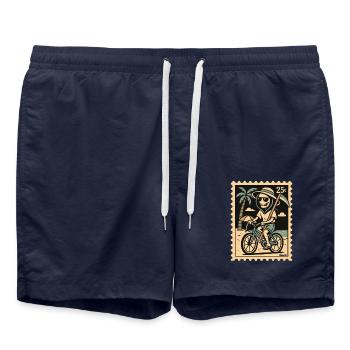 Grim Reaper with bike on the beach - Swim Trunks - french navy - Front - AI Model Male 185 light (185cm)
