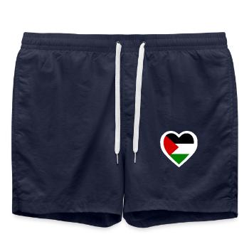 Cœur de Palestine - Short de bain - bleu marine - Devant - AI Model Male 185 light (185cm)