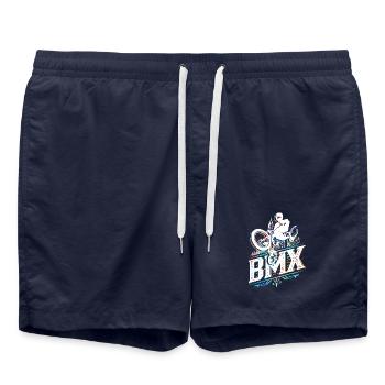 Retro Bmx Bike - Bmx rider in bright colors - Swim Trunks - french navy - Front - AI Model Male 185 light (185cm)