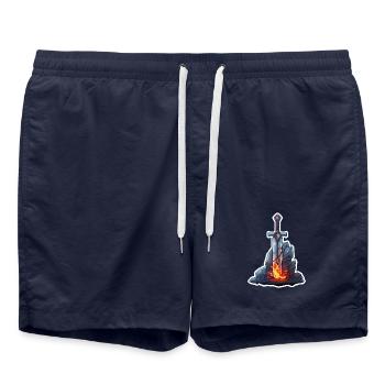 Épée de feu puissante dans un RPG Stone Fantasy - Short de bain - bleu marine - Devant - AI Model Male 185 light (185cm)