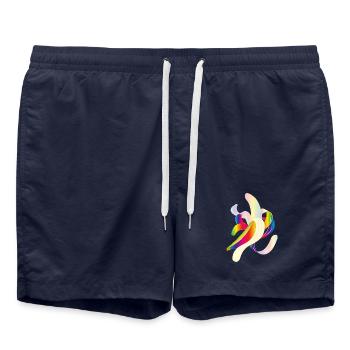 Rainbow Banana – Playful Fruit Motif - Swim Trunks - french navy - Front - AI Model Male 185 light (185cm)