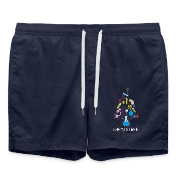 Oh Chemistree Lustiger Chemiker Weihnachtsbaum - Badeshorts - French Navy - Vorne - AI Model Male 185 light (185cm)