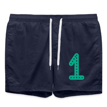 1 AN. 1er ANNIVERSAIRE. ANNIVERSAIRE 1 AN.1 - Short de bain - bleu marine - Devant - AI Model Male 185 light (185cm)