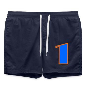 1 AN. 1er ANNIVERSAIRE. ANNIVERSAIRE 1 AN. UN - Short de bain - bleu marine - Devant - AI Model Male 185 light (185cm)