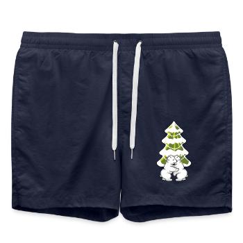 Deux oursons polaires s’étreignant près d’un arbre de Noël - Short de bain - bleu marine - Devant - AI Model Male 185 light (185cm)
