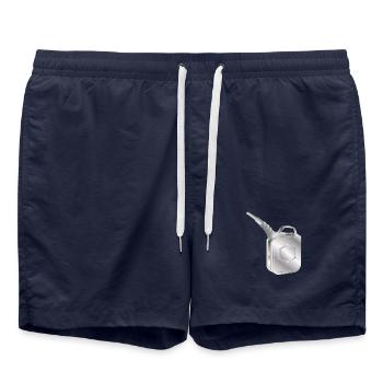 Bidon de carburant avec goulot de remplissage – Aspect métallique - Short de bain - bleu marine - Devant - AI Model Male 185 light (185cm)