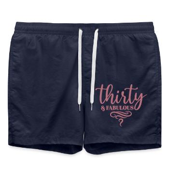 Thirty & Fabulous - 30th Birthday Gift For Women - Swim Trunks - french navy - Front - AI Model Male 185 light (185cm)