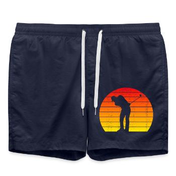 Golfer Golfball Retro Golf Golfspieler Vintage - Badeshorts - French Navy - Vorne - AI Model Male 185 light (185cm)