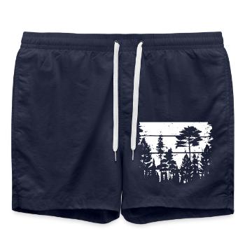 Nature Lovers - Pine Forest - Forest - Sustainable - Swim Trunks - french navy - Front - AI Model Male 185 light (185cm)