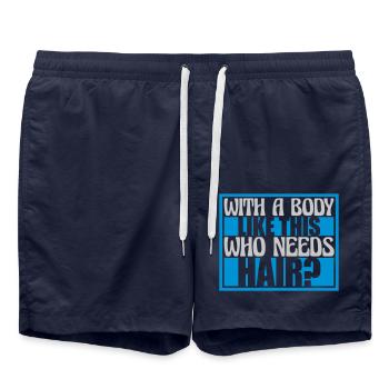 Who Needs Hair Spruch - Badeshorts - French Navy - Vorne - AI Model Male 185 light (185cm)