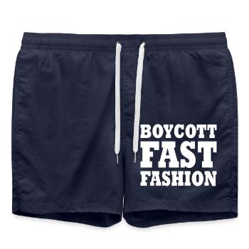 Boycott fast fashion - Swim Trunks - french navy - Front - AI Model Male 185 light (185cm)