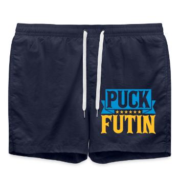 puck futin logo design - Swim Trunks - french navy - Front - AI Model Male 185 light (185cm)