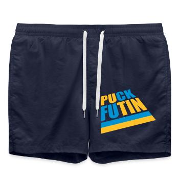 puck futin logo design - Swim Trunks - french navy - Front - AI Model Male 185 light (185cm)