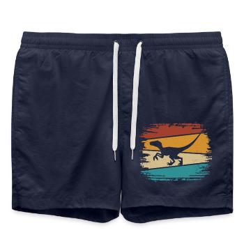 Velociraptor Dino Dinosaurier - Badeshorts - French Navy - Vorne - AI Model Male 185 light (185cm)