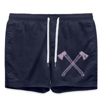Conception de hache de style grunge - Pour les bûcherons et - Short de bain - bleu marine - Devant - AI Model Male 185 light (185cm)