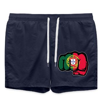 Portugal Flagge Hand Faust - Badeshorts - French Navy - Vorne - AI Model Male 185 light (185cm)
