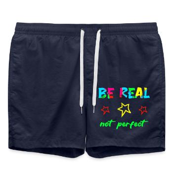BE REAL - NOT PERFECT - Self-confidence Courage Power - Swim Trunks - french navy - Front - AI Model Male 185 light (185cm)