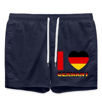 I Love Germany Flag Design - Swim Trunks - french navy - Front - AI Model Male 185 light (185cm)