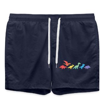 Rainbow Dinos - Swim Trunks - french navy - Front - AI Model Male 185 light (185cm)