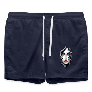 Frauen Girl Power Design Kunst Weiblicher Feminismus Symbol - Badeshorts - French Navy - Vorne - AI Model Male 185 light (185cm)