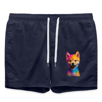 Shiba Inu - Badeshorts - French Navy - Vorne - AI Model Male 185 light (185cm)