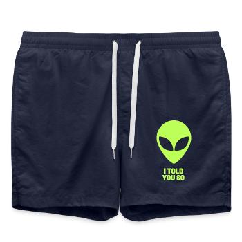 « Je vous l’avais dit » Alien - Drôle de fans d’OVNI de science-fiction - Short de bain - bleu marine - Devant - AI Model Male 185 light (185cm)