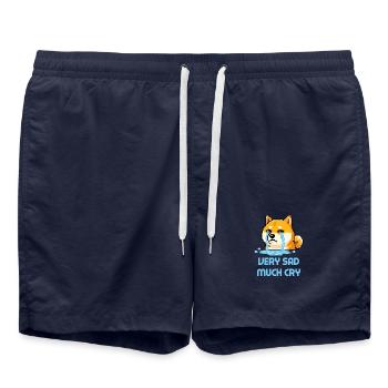 Très triste, beaucoup pleure - Pixel art du mème Doge - Short de bain - bleu marine - Devant - AI Model Male 185 light (185cm)