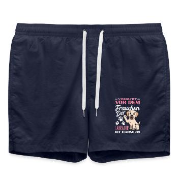 Labrador Hund Lustiges Schlafshirt Hunde Geschenk - Badeshorts - French Navy - Vorne - AI Model Male 185 light (185cm)