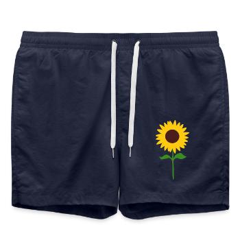 Fleur, Jaune, Fleur Jaune, Fleurs, Tournesol, Fleur - Short de bain - bleu marine - Devant - AI Model Male 185 light (185cm)