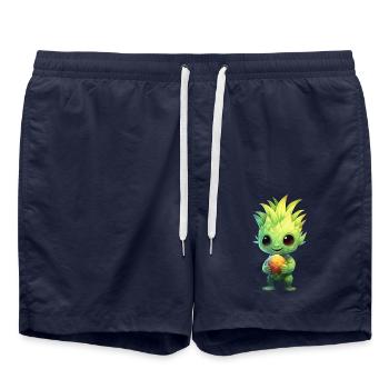 Alien avec coiffure ananas et fruit du dragon - Short de bain - bleu marine - Devant - AI Model Male 185 light (185cm)