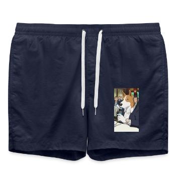 Anime Dog Cartoon Selfmade business - Badeshorts - French Navy - Vorne - AI Model Male 185 light (185cm)