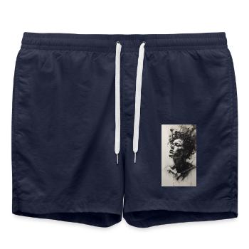 Coal Drawing of Emotion - Swim Trunks - french navy - Front - AI Model Male 185 light (185cm)