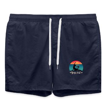 Chat de yoga - Short de bain - bleu marine - Devant - AI Model Male 185 light (185cm)